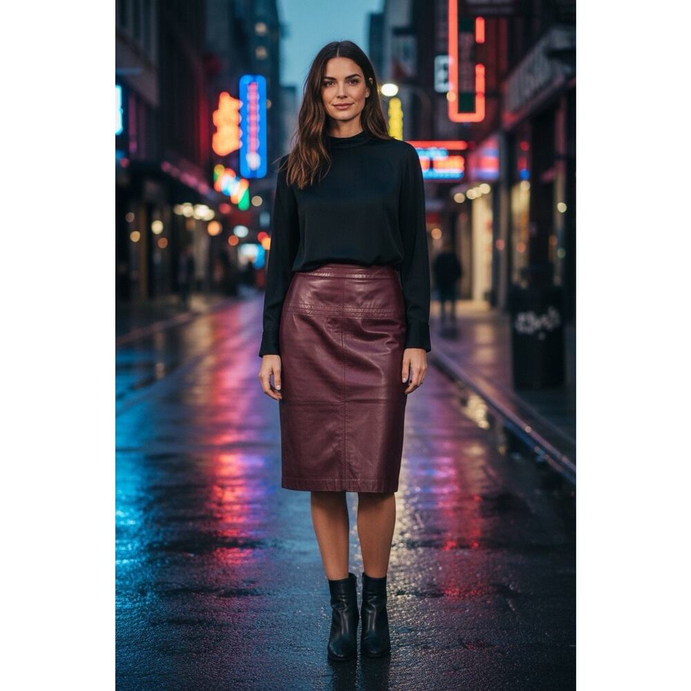 Vintage Y2K Pia Rucci Leather Wine Purple 6 A Skirt Mob Wife Whimsigoth Grunge